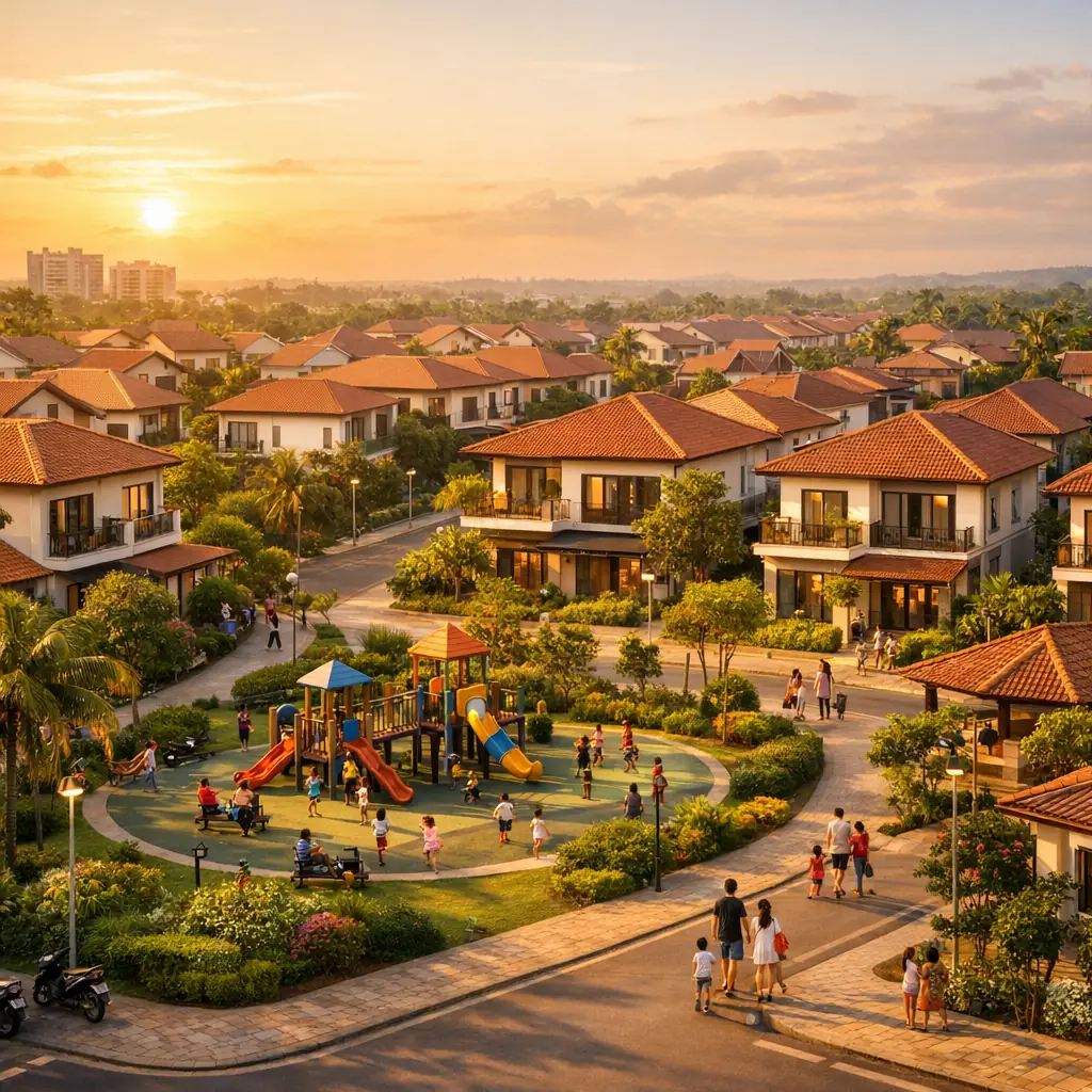 Toàn cảnh Khu dân cư Chơn Tâm 2 lúc hoàng hôn